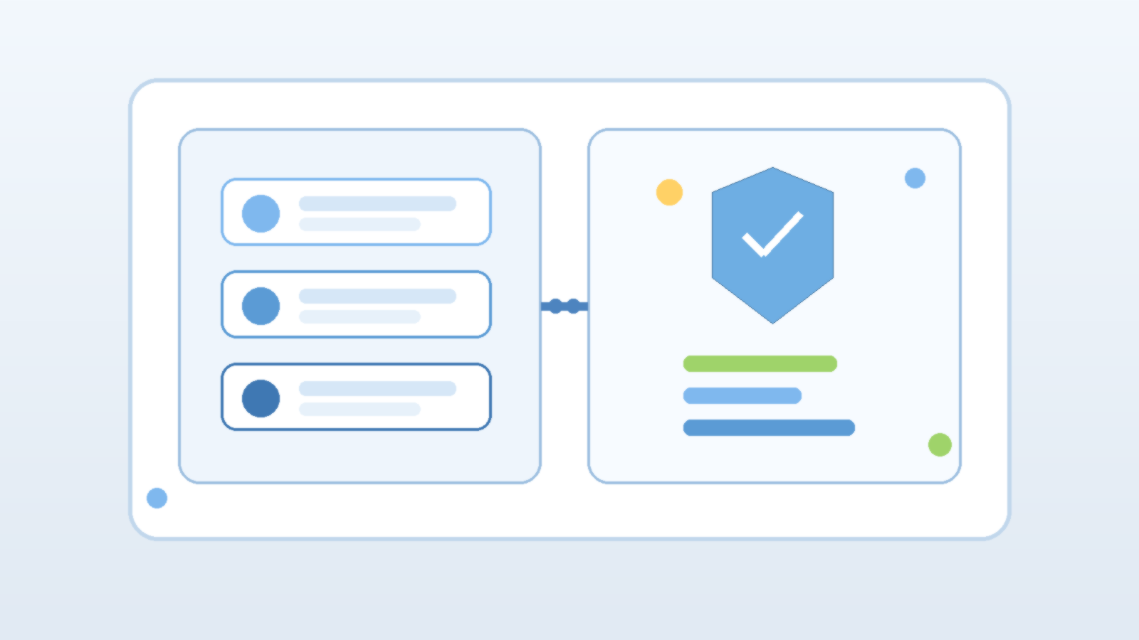 Illustration of AI agent workflow cards connected to governance controls, approvals, and visibility dashboards