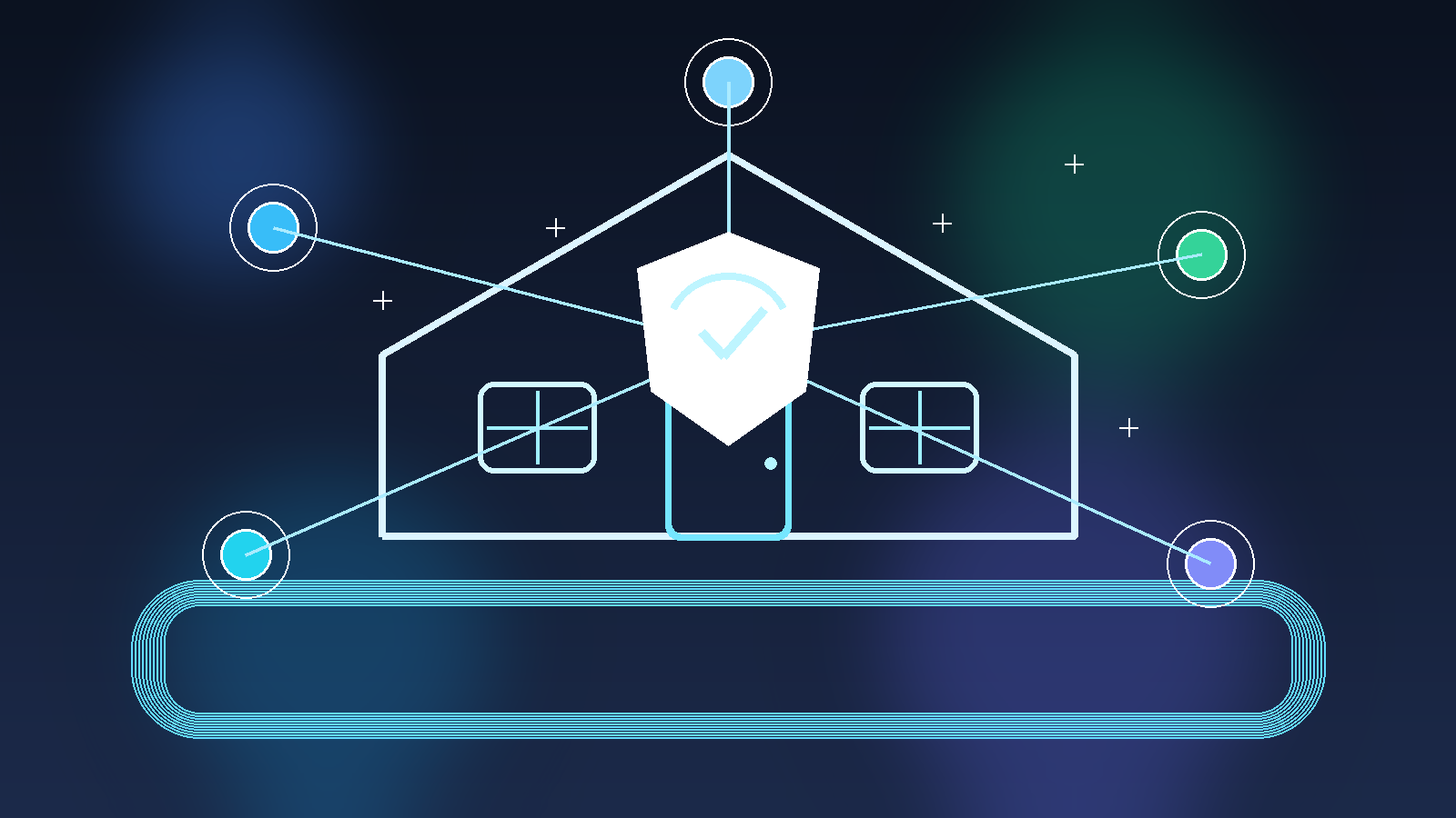 Abstract smart home illustration with a protected guest access theme